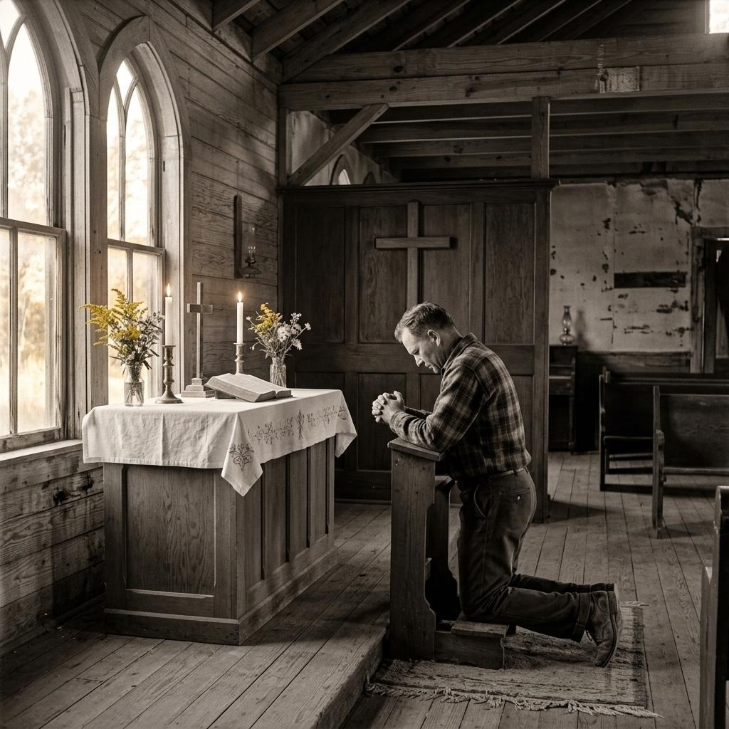 Focused prayer at the altar.