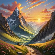 A narrow path winding up a majestic mountain under a beautiful sunrise, representing the journey of spiritual depth.