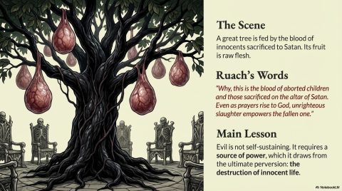 Scene 4 from Chapter 3: The Tree That Grows Out of Hell. This illustration depicts key spiritual events described in the text.