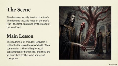 Scene 7 from Chapter 3: The Tree That Grows Out of Hell. This illustration depicts key spiritual events described in the text.