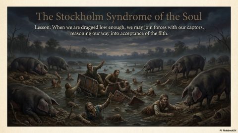 Scene 6 from Chapter 8: The Shield of Faith. This illustration depicts key spiritual events described in the text.