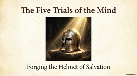 Scene 1 from Chapter 9: The Helmet of Salvation. This illustration depicts key spiritual events described in the text.