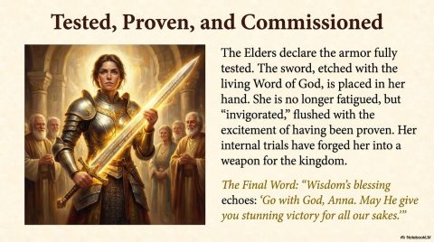 Scene 15 from Chapter 9: The Helmet of Salvation. This illustration depicts key spiritual events described in the text.