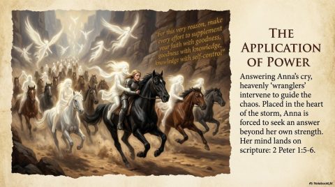 Scene 8 from Chapter 9: The Helmet of Salvation. This illustration depicts key spiritual events described in the text.
