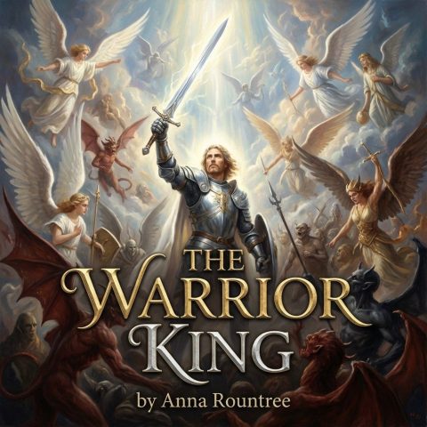 One of the official cover artworks for 'The Warrior King' by Anna Rountree.